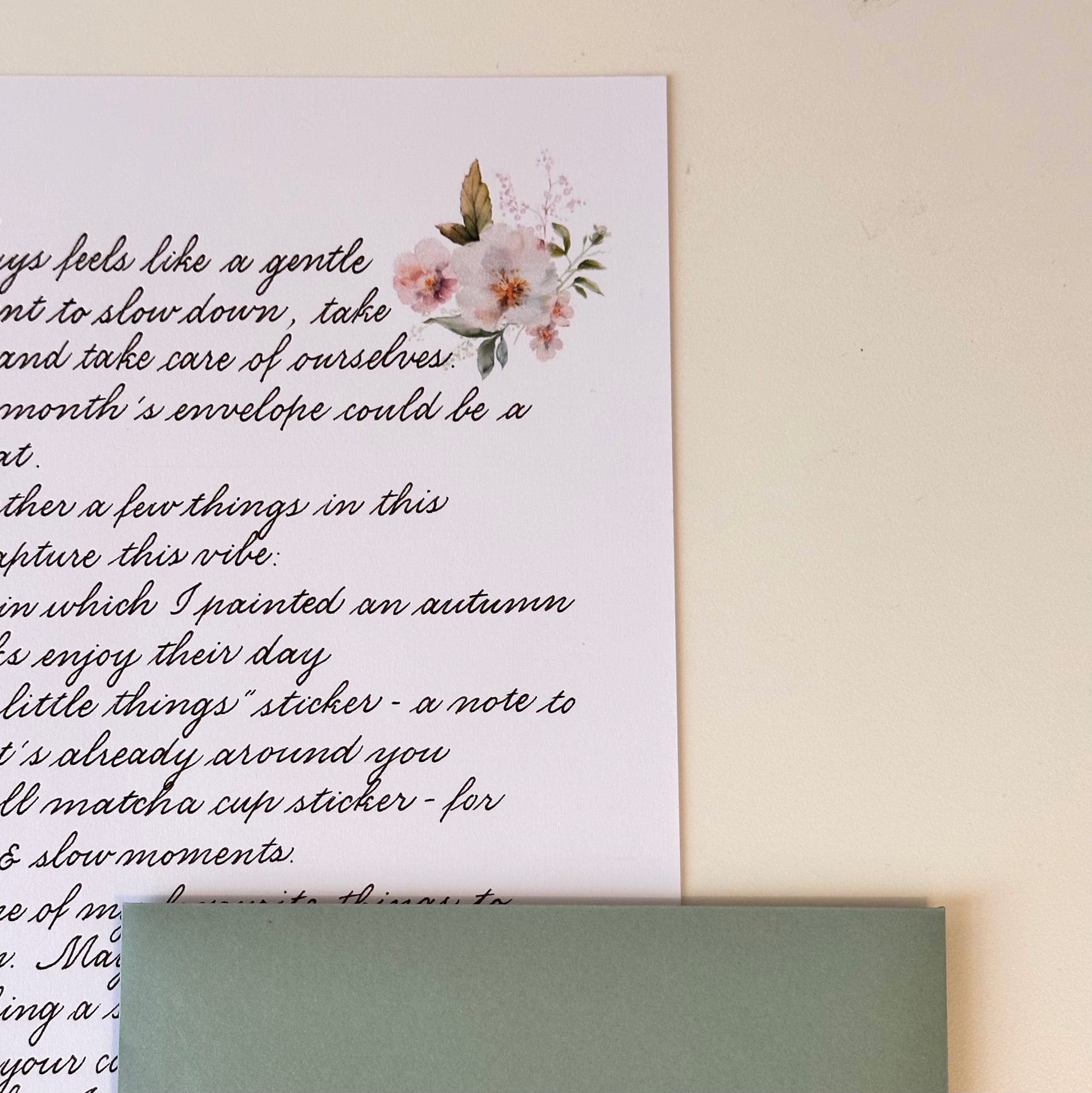 HerPenpals monthly subscription postcard art and cozy handwritten note