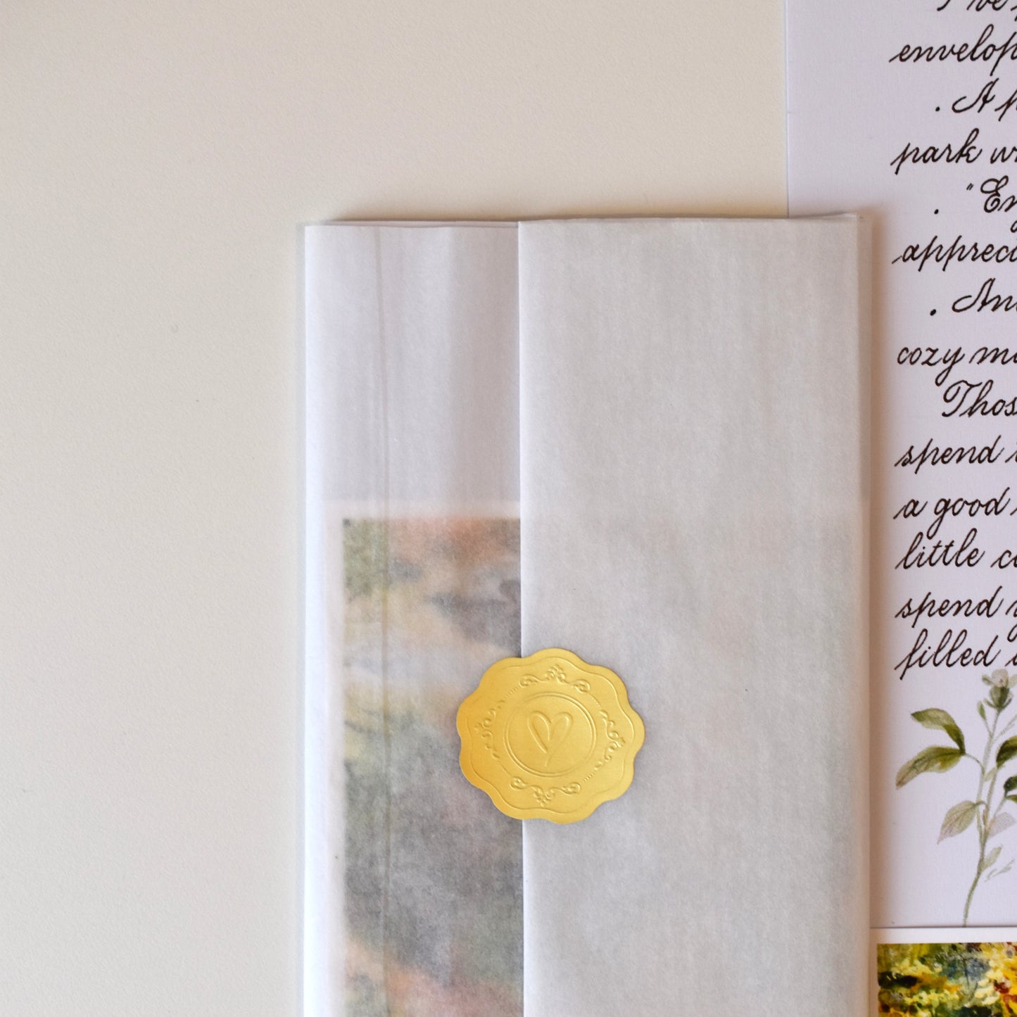 HerPenpals mail club postcard with hand embroidery details and pastel design