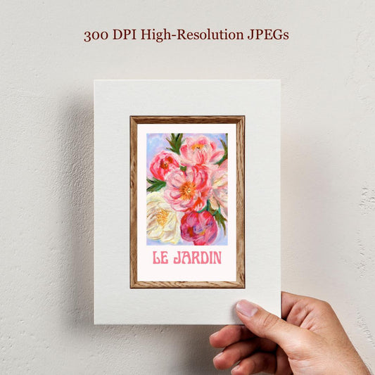 Le Jardin | Printable from Original Oil Pastel Painting | Digital Download | Garden-Inspired Floral Illustration