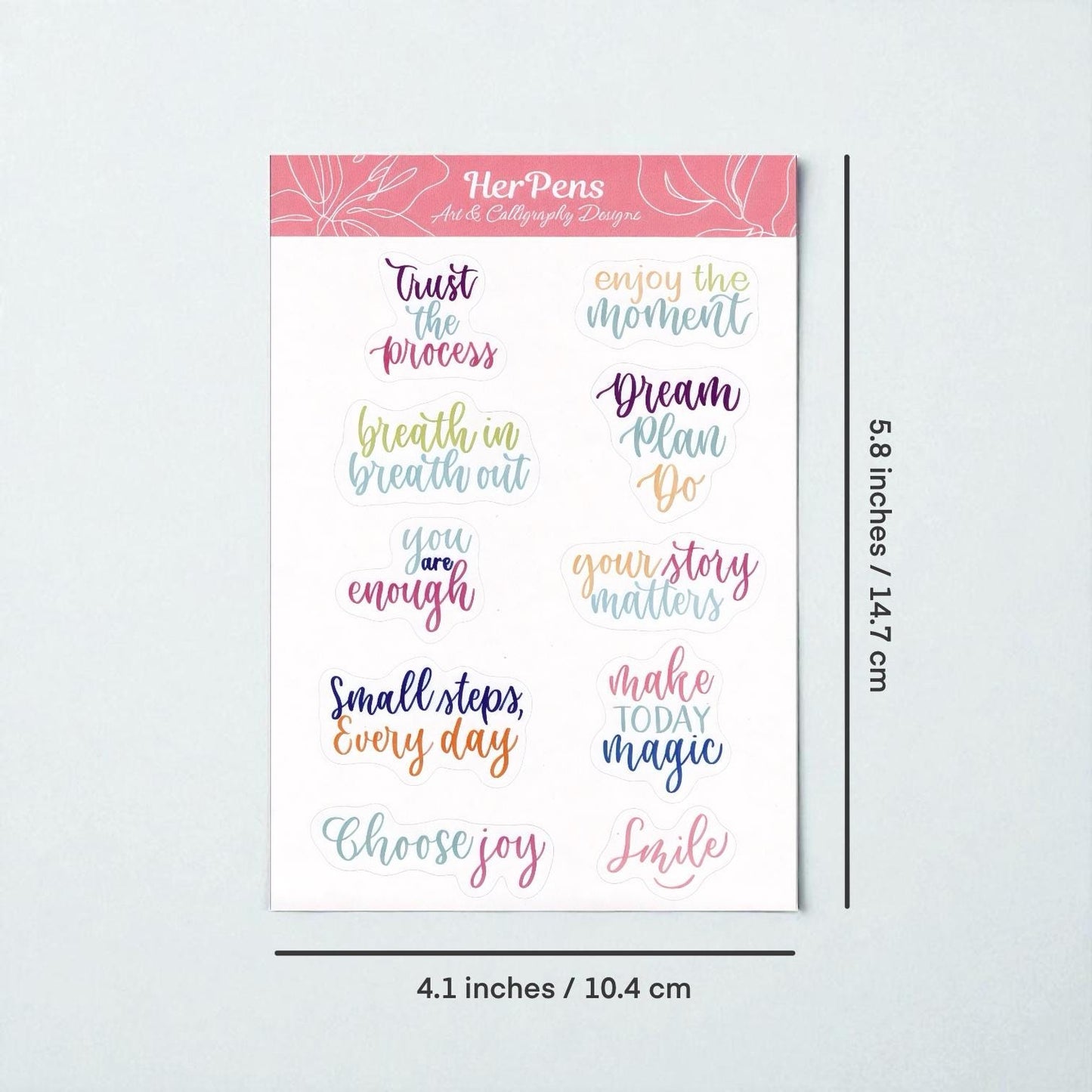 Pastel Quote Sticker Sheet - Modern Calligraphy Journal Stickers