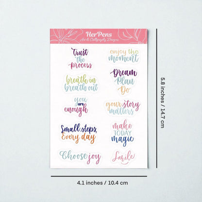 Pastel Quote Sticker Sheet - Modern Calligraphy Journal Stickers