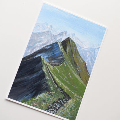 Verdant Peaks Gouache-Kunstdruck: Kunstdruckpapier Berglandschaft