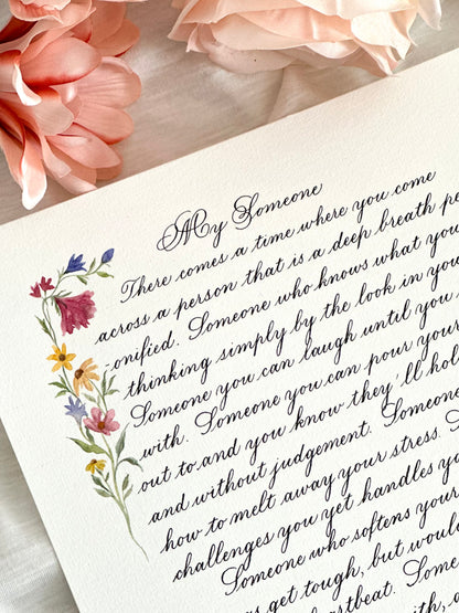 Custom Calligraphy Letter | Watercolor Decoration