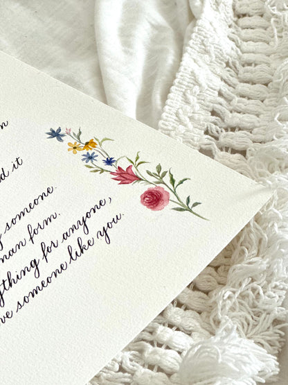 Custom Calligraphy Letter | Watercolor Decoration