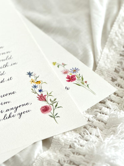 Custom Calligraphy Letter | Watercolor Decoration
