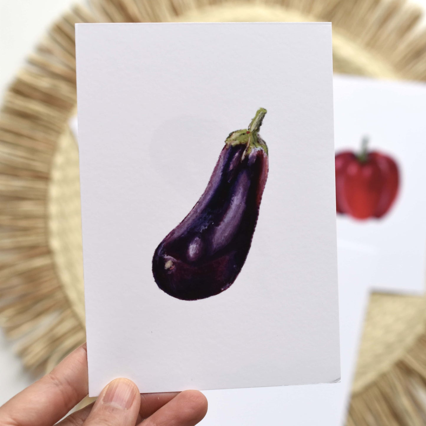 A6 Oil Pastel Vegetable Postcard Art Print