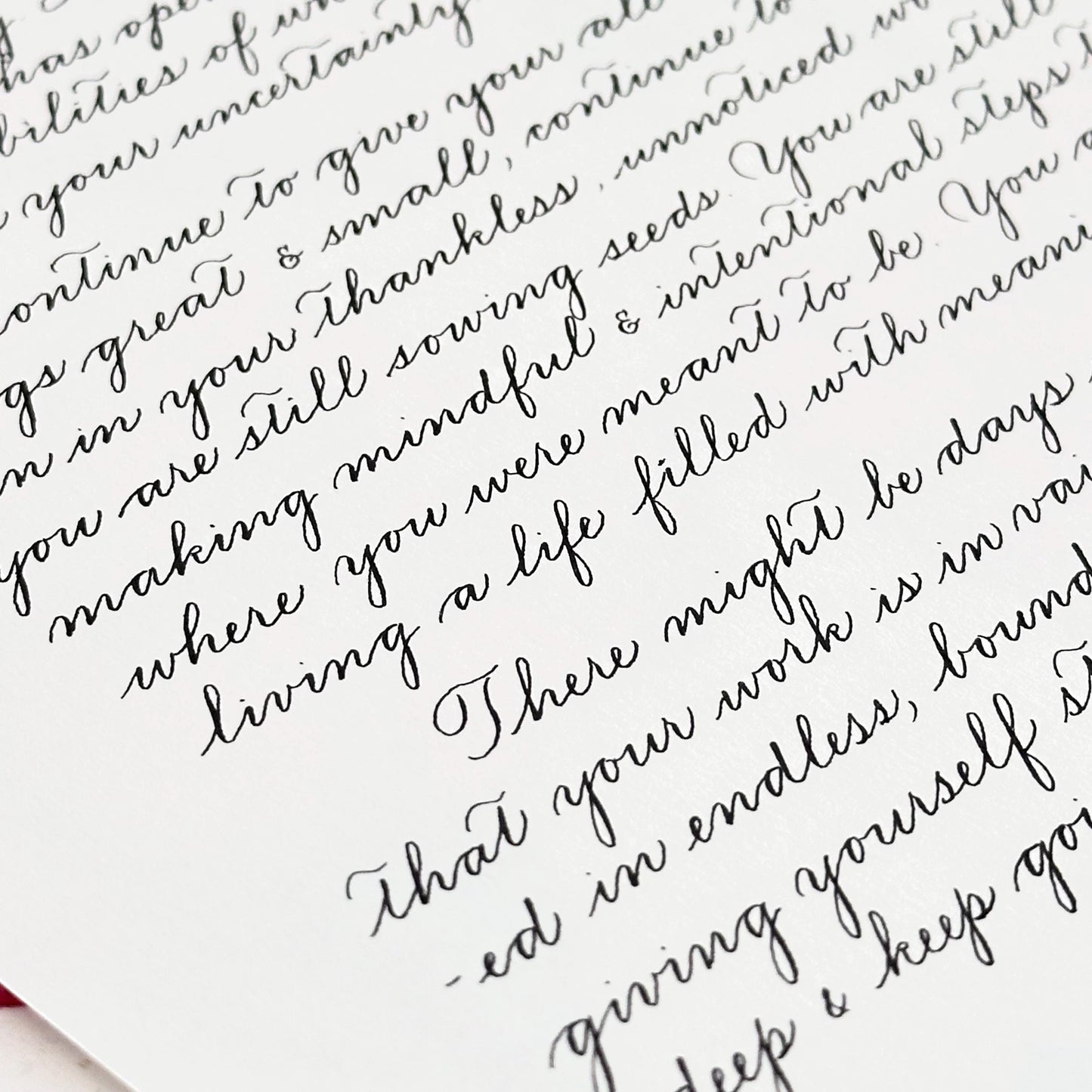 personalized Spencerian calligraphy keepsake for wedding vows love letters or poems