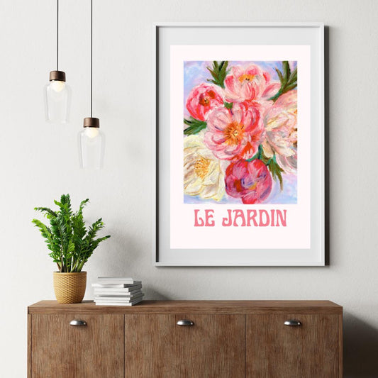 Le Jardin | Printable from Original Oil Pastel Painting | Digital Download | Garden-Inspired Floral Illustration
