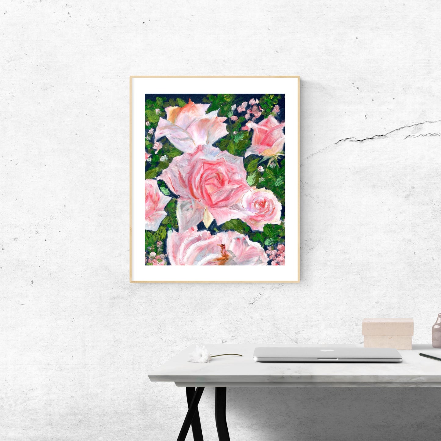 Rose Garden | Printable from Original Oil Pastel Art | Digital Download | Nature-Inspired Floral Illustration