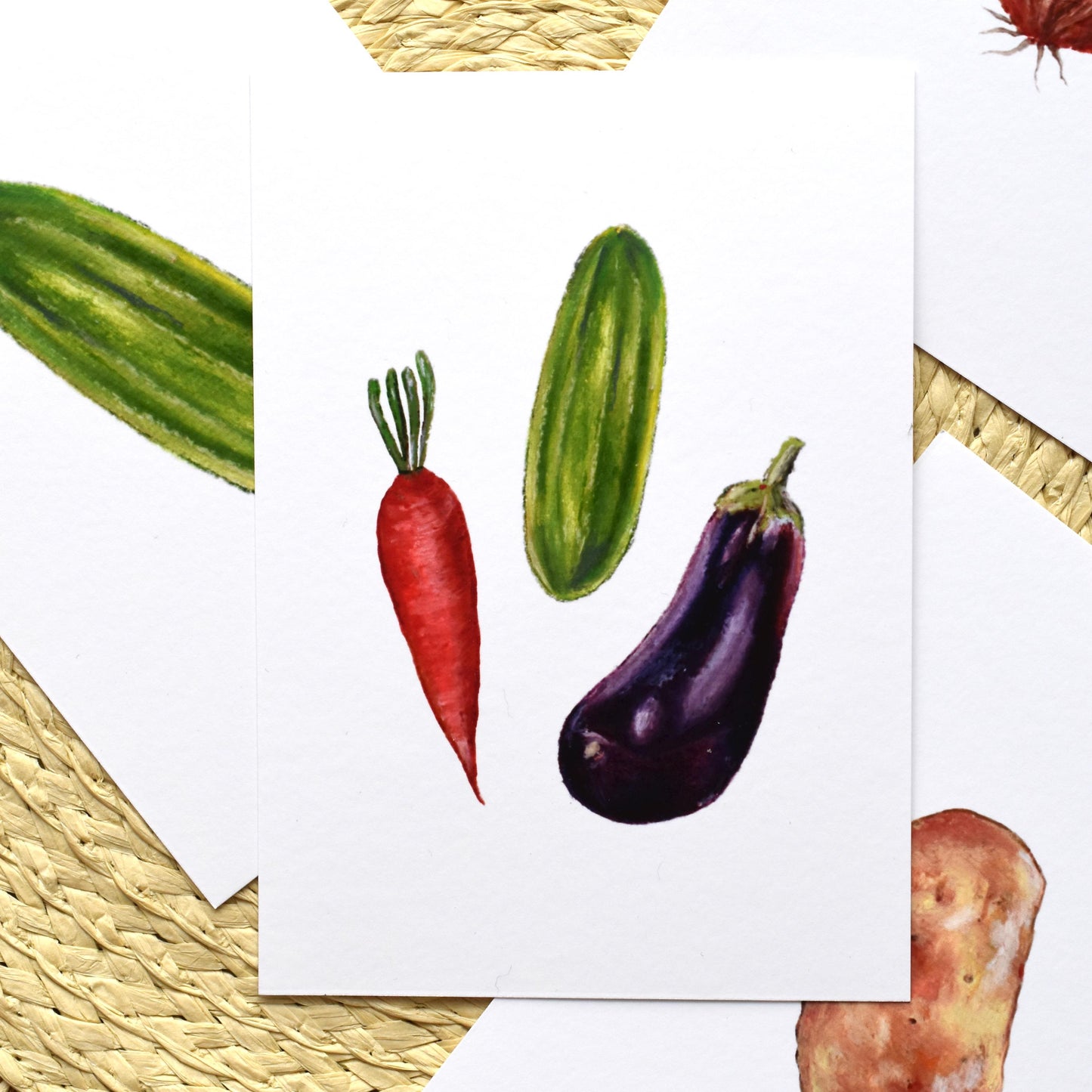 A6 Oil Pastel Colourful Vegetables