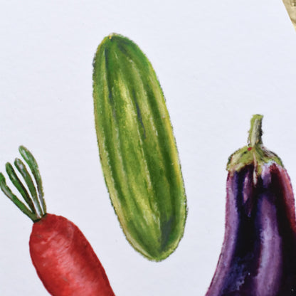 A6 Oil Pastel Colourful Vegetables