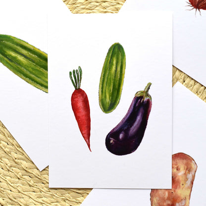 A6 Oil Pastel Colourful Vegetables