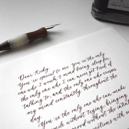 romantic handwritten love letter written with dip pen in modern calligraphy by HerPens