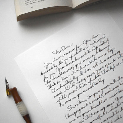 Handwritten detailed spencerian calligraphy with graceful strokes and refined vintage style lettering herpens
